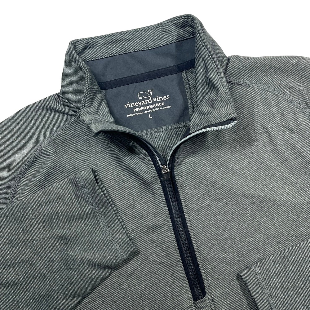 Vineyard Vines Performance Pullover Mens Large Gray 1/4 Zip Textured 1K001122